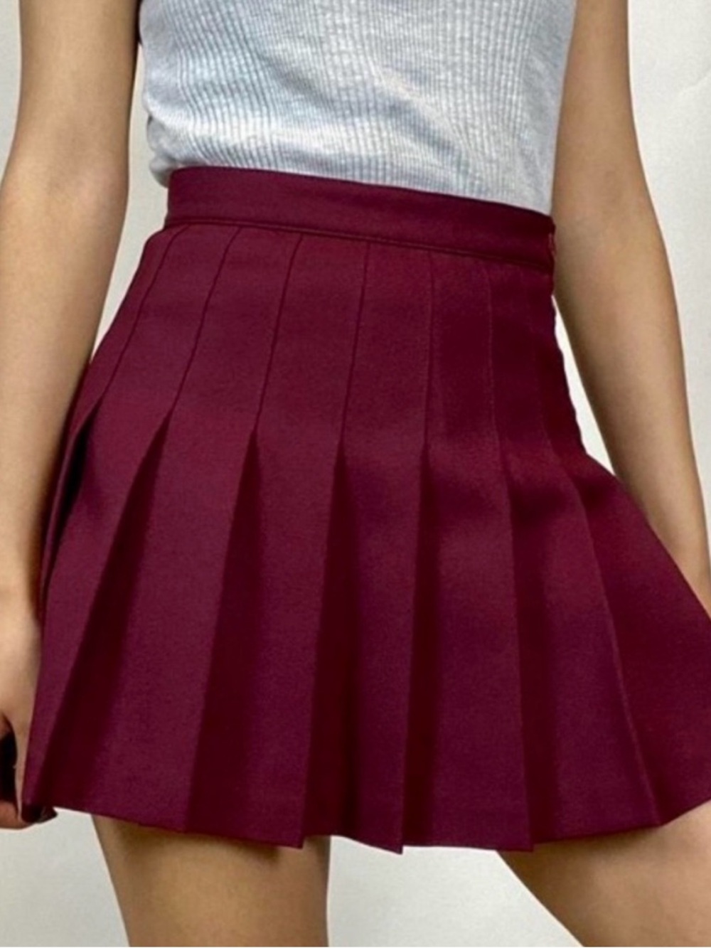 American apparel Pleated Mini Skirt - Burgundy